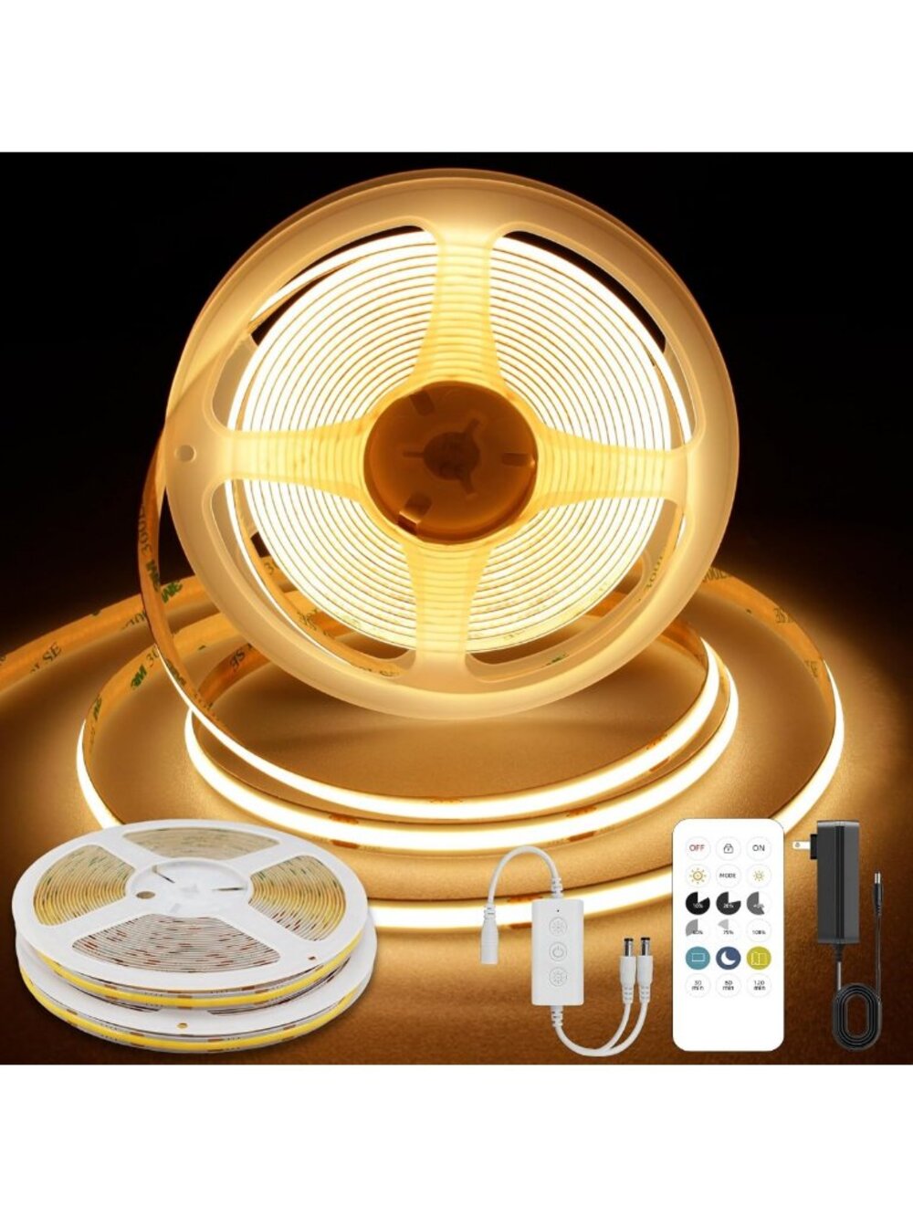 Dimmable Warm White COB LED Strip Lights Kit with Remote & App Control, 32.8FT